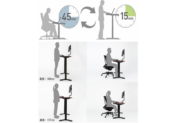 コクヨ 在宅ワーク用電動昇降デスク スタンジットW(ダブル)／1207_ナチュラルオーク・ブラック