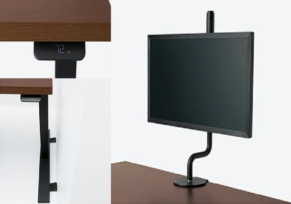 コクヨ 在宅ワーク用電動昇降デスク スタンジットW(ダブル)／1207_ブラウンウォールナット・ブラック