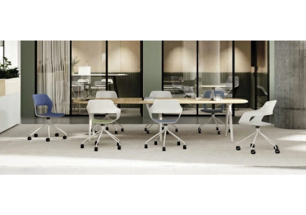 ウィルクハーンチェアー 222レンジ オッコ(ブルー)／座クッション付・キャスター ／在宅ワーク・テレワークにお勧めの椅子