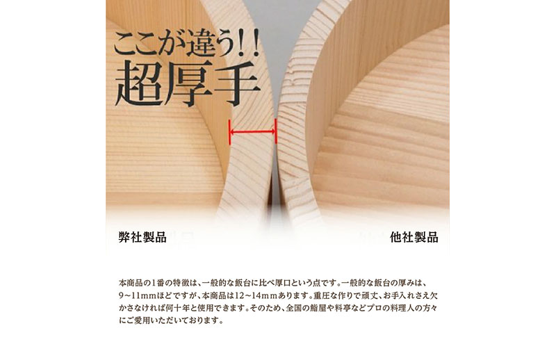 木曽さわらの飯台30cm ふきんとひのきのしゃもじセット 日本製 国産 職人手作り 寿司桶 厚口 木製 ちらし寿司 飯切 盛桶 盛付桶 梅沢木材工芸社