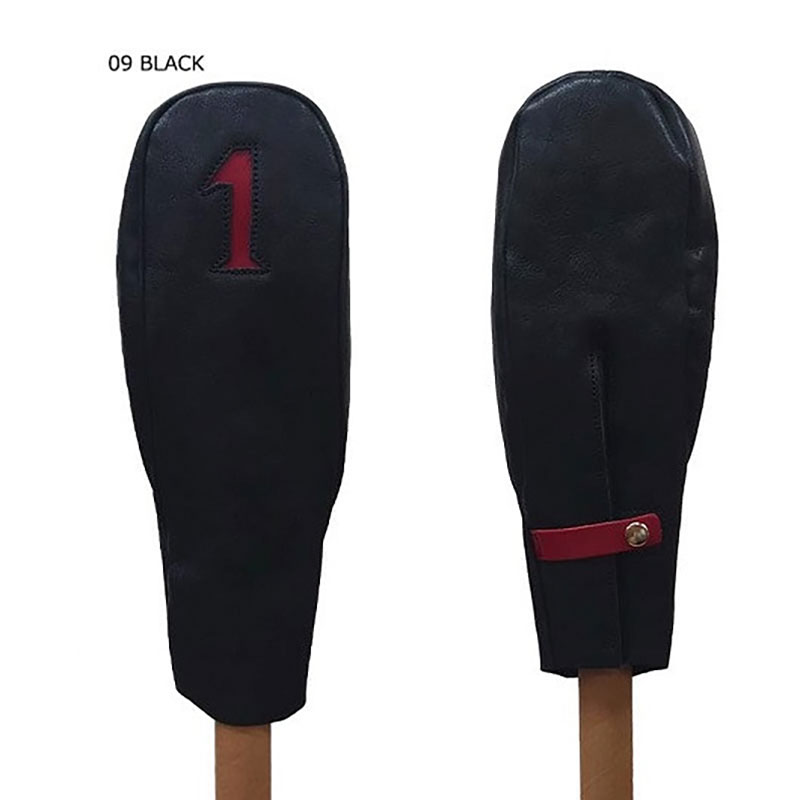 木の庄帆布 公式 ドライバーヘッドカバー 国産レザー1枚仕立1W KinoshoTRANSIT　K-KHG-W-DW01M-（C/#09 ブラック / レッド）　ゴルフ ヘッドカバー ドライバー 国産 レザー