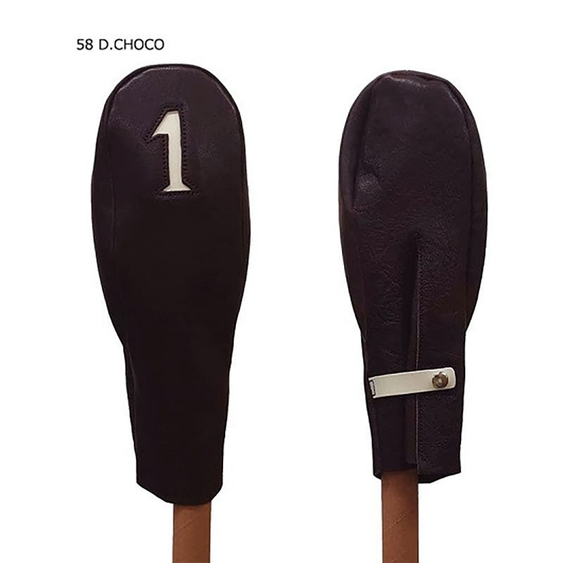 木の庄帆布 公式 ドライバーヘッドカバー 国産レザー1枚仕立1W KinoshoTRANSIT　K-KHG-W-DW01M-（C/#58 Dチョコ / ホワイト）　ゴルフ ヘッドカバー ドライバー 国産 レザー