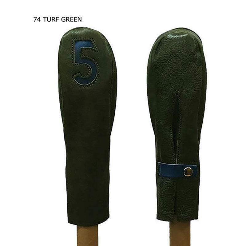 木の庄帆布 公式 フェアウェイウッドヘッドカバー 国産レザー1枚仕立 5FW KinoshoTRANSIT　K-KHG-W-5F01M-（C/#74 ターフグリーン / ネイビー）　ゴルフ ヘッドカバー 国産 レザー