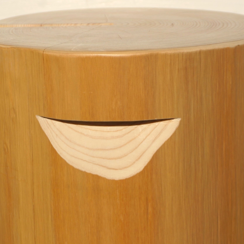 MORITO　森の丸太スツール＜ヒノキ持ち手付き／磨き丸太仕上げ＞　オットマン 椅子