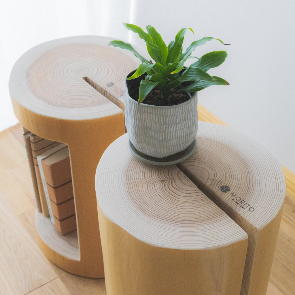 MORITO　森の丸太スツール＜杉／磨き丸太仕上げ＞　オットマン 椅子