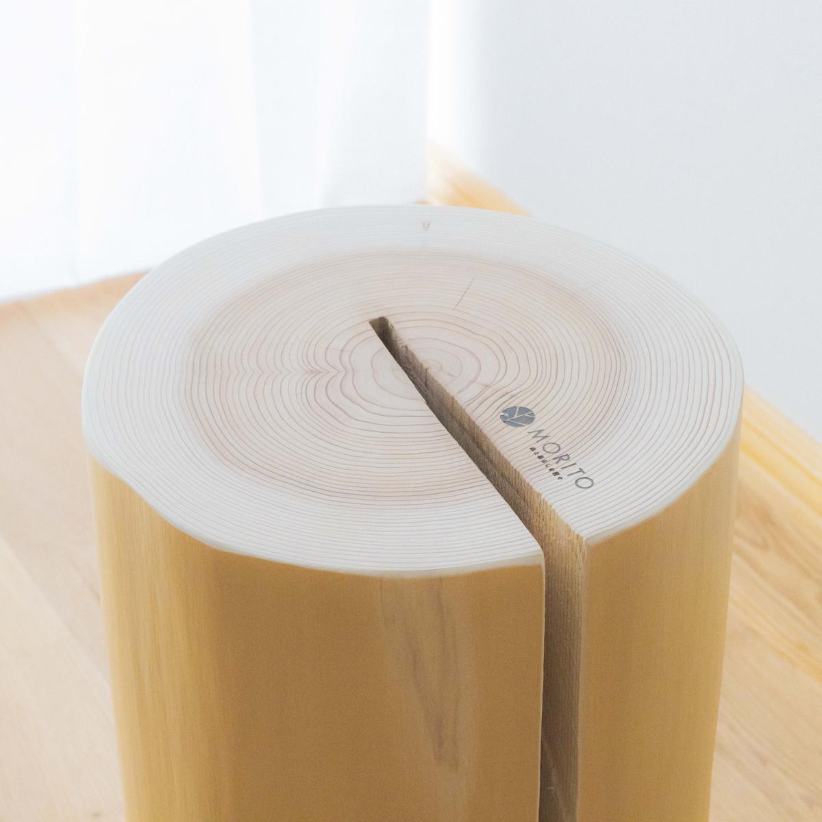 MORITO　森の丸太スツール＜杉／磨き丸太仕上げ＞　オットマン 椅子