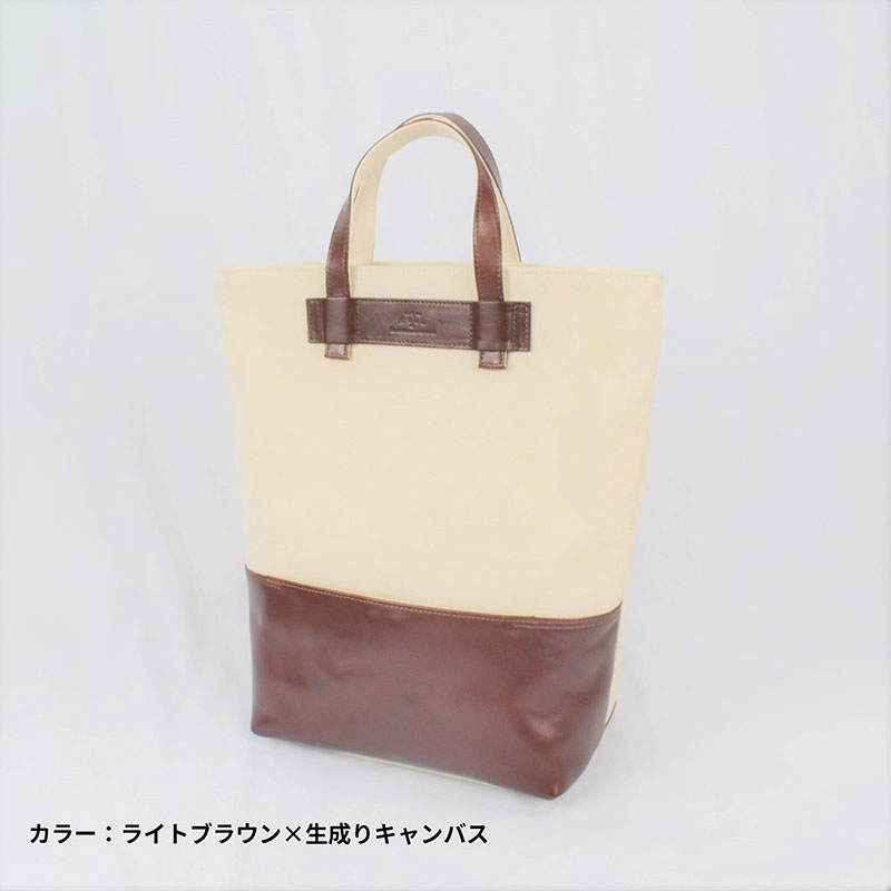 レディース　国産　キャンバスリュックサック　7M7-1048（ナチュラル×ライトブラウン）