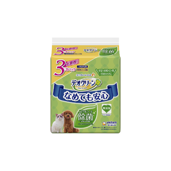 デオトイレ 消臭・抗菌 シート ナチュラルソープ 20枚×4 デオクリーン ノンアルコール 除菌 ウェットティッシュ 詰替用 (60枚×3個P)×2 ペットシーツ ペットシート トイレ 猫 ユニ・チャーム