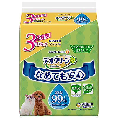 デオトイレ 消臭・抗菌 シート ボタニカル 20枚×4 デオクリーン 純水99％ ウェットティッシュ 詰替用 (70枚×3個P)×2 ペットシーツ ペットシート トイレ 猫 猫用トイレ ペット 清潔 ユニ・チャーム