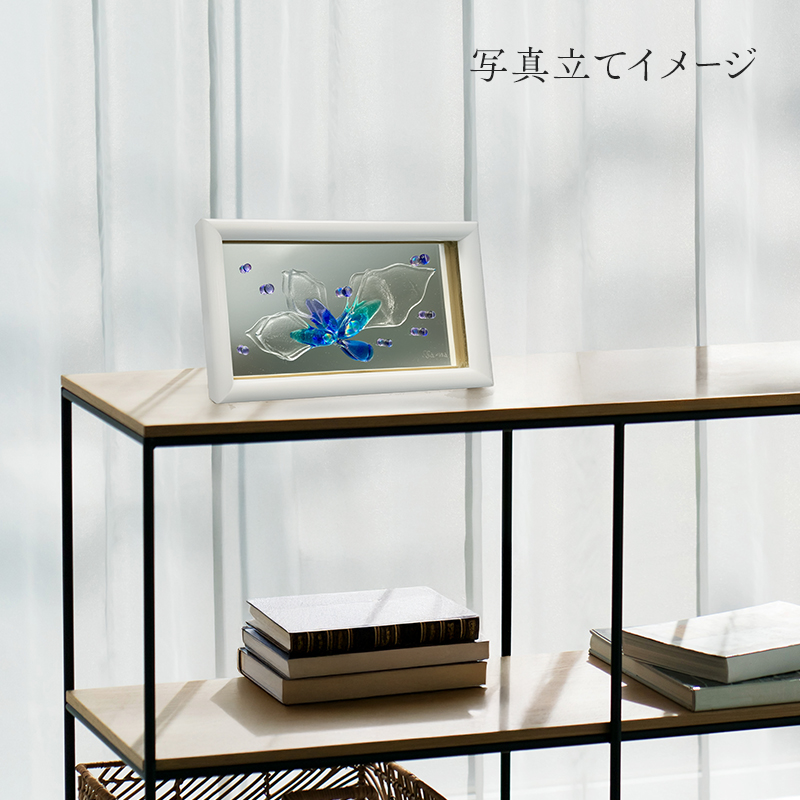 【壁飾り】インテリア　ガラスアート　花ゆめ風H