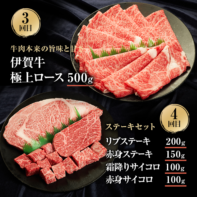 伊賀牛 6ヶ月連続お届け 定期便 B [ 伊賀牛切り落とし 焼肉セット5人盛り すき焼きセット 伊賀牛ステーキセット 伊賀牛ユッケ 伊賀牛タン ] オクダ 牛肉 高級 和牛 肉 伊賀牛肉  伊賀 人気 自宅用 グルメ お取り寄せ 誕生日 お祝い  贅沢 三重