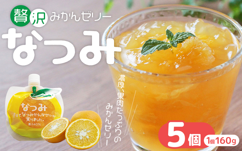 贅沢果肉たっぷり みかんゼリー「なつみ」 160g×5個 / ゼリー ミカンゼリー フルーツゼリー みかん ミカン 蜜柑 果物ゼリー フルーツ 果物 くだもの 柑橘 デザート おやつ シャーベット 三重県 熊野市【kmkn0140】