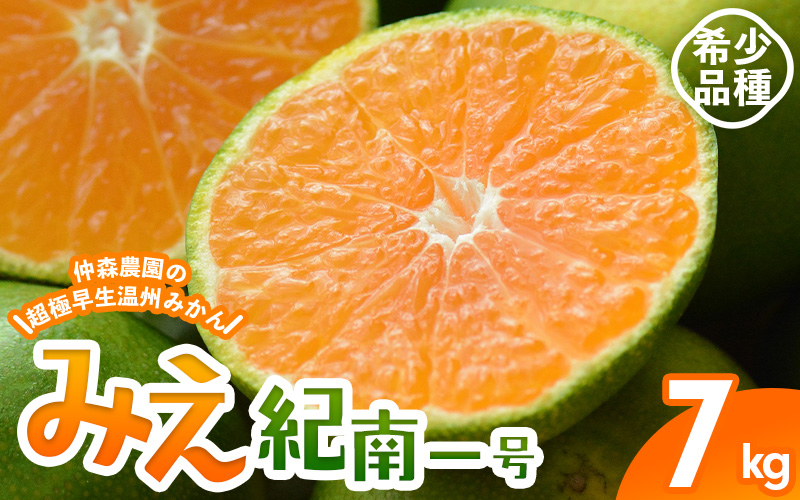 仲森農園の超極早生温州みかん みえ紀南一号 約7kg みかん ミカン 蜜柑 温州みかん 温州ミカン 柑橘 フルーツ 果物 くだもの 甘い 旬 数量限定 期間限定 産地直送 三重県 熊野市【2026年9月上旬頃～9月下旬頃に順次発送】【nkmr0013】