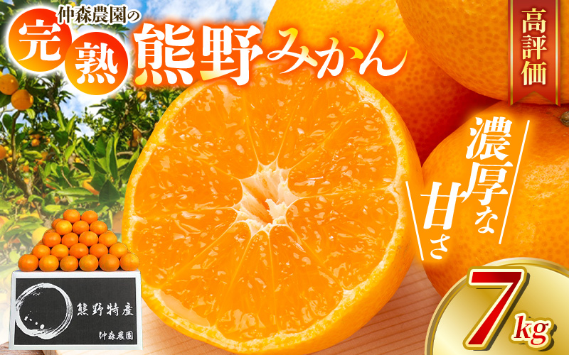 仲森農園の完熟熊野みかん 7kg 【2026年11月下旬から12月下旬に発送】 みかん ミカン 蜜柑 温州みかん 温州ミカン 柑橘 フルーツ 果物 くだもの 甘い 旬 人気 産地直送 三重県 熊野市【nkmr0006A】