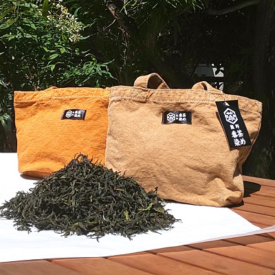 熊野番茶染めキャンバスミニトート　茶色（銅媒染）