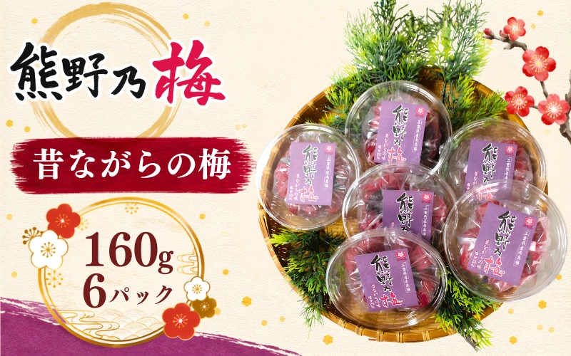 梅干し 熊野乃梅「昔ながらの梅」小分け 6パックセット 160g×6【snby0015】