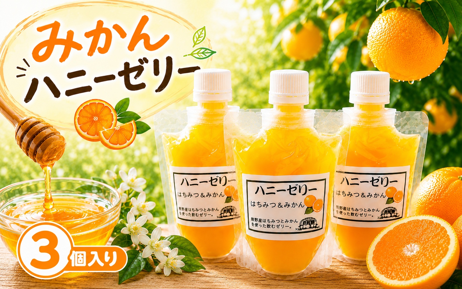 みかんゼリー 無添加 ハニーゼリー 165g×3個 みかん 温州みかん ミカン 100％果汁 フルーツ 果物 柑橘 果実 デザート スイーツ フルーツゼリー シャーベット おやつ 人気 国産 お取り寄せ 濃厚 甘い 送料無料【szjk0004】