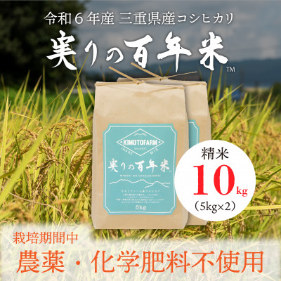 令和6年産 実りの百年米(栽培期間中　農薬・化学肥料不使用) 精米10kg【1452833】