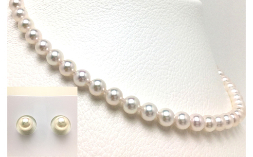 老舗の真珠専門店・高品質アコヤ真珠ネックレスセット6.5～7.0ミリ（ピアス） / あこや真珠 ネックレス ピアス 真珠 真珠ネックレス 伊勢志摩 志摩 三重県 アクセサリー ギフト パール 母の日