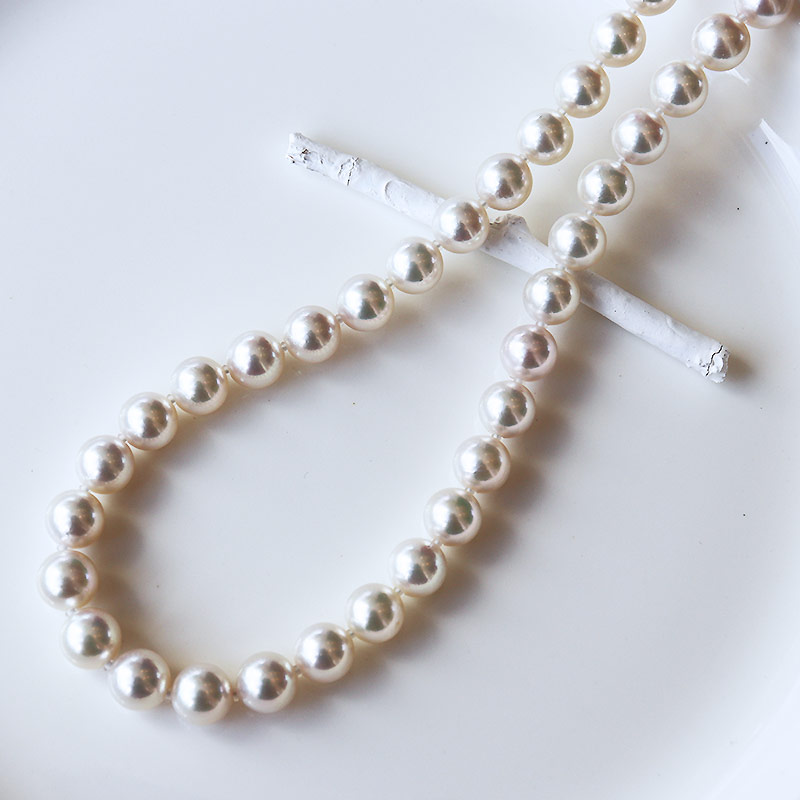 真珠 8.5-9.0mm ネックレス パール 準花珠 アクセサリー ジュエリー ギフト プレゼント 贈り物 パール 母の日 記念日 伊勢志摩 志摩 三重県 / 志摩産あこや真珠 【準花珠 ネックレス】 8.5-9.0mm パールネックレス 真珠品質保証付 真珠クロス付 真珠専用ケース付 (金具2)