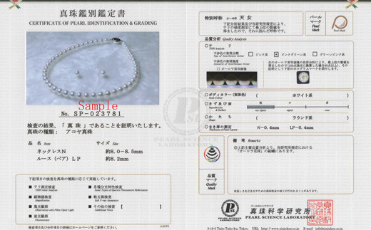 真珠 8.0～8.5mm ネックレス ピアス セット アクセサリー パール Pt900 あこや真珠 大粒 希少 ジュエリー フォーマル 母の日 誕生日 記念日 入学式 卒業式 結婚式 冠婚葬祭 成人祝い 結婚祝い お祝い 贈り物 ギフト プレゼント 三重 伊勢 志摩 / 老舗の真珠専門店・オーロラ天女アコヤ真珠ネックレスセット