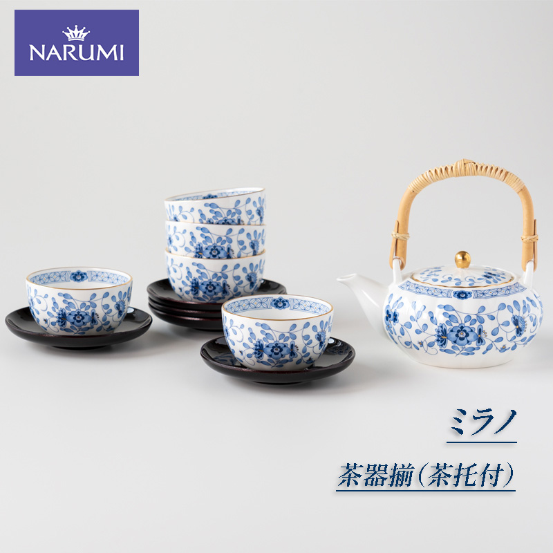 【100-48】≪NARUMI≫【ミラノ】茶器揃（茶托付）*