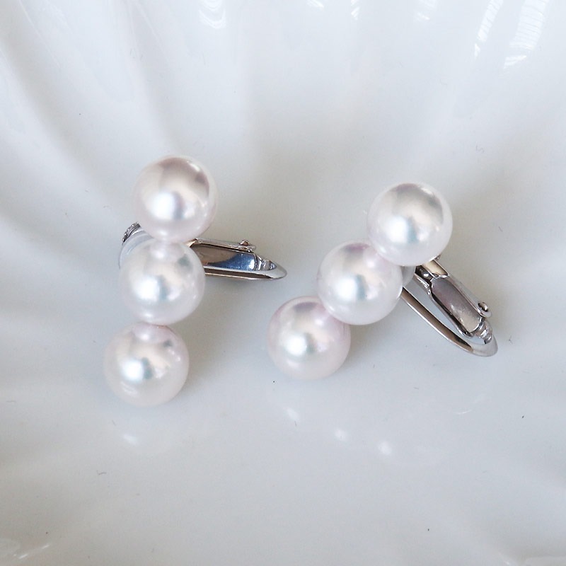 真珠 イヤリング 6.5~7ミリ 3粒ラインパール シルバー あこや 本真珠 伊勢志摩 志摩 志摩産 アクセサリー ギフト パール 母の日 ホワイトデー クリスマス 入学式 卒業式 成人式 結婚式 記念日 誕生日 フォーマル シンプル / 志摩産 あこや真珠 6.5－7ミリ 3粒ラインパール シルバーイヤリング