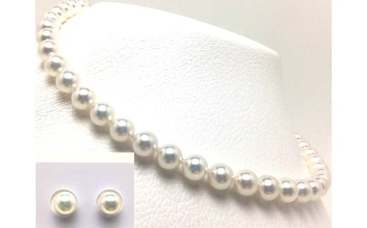 真珠 ネックレス ピアス セット Pt900 パール 8ミリ ～ 8.5ミリ アクセサリー ジュエリー 三重県 伊勢志摩 志摩 あこや アコヤ貝 冠婚葬祭 結婚式 葬式 フォーマル / 老舗の真珠専門店・無調色花珠鑑別書付きアコヤ真珠 ネックレス・ピアスセット 8.0～8.5ミリ