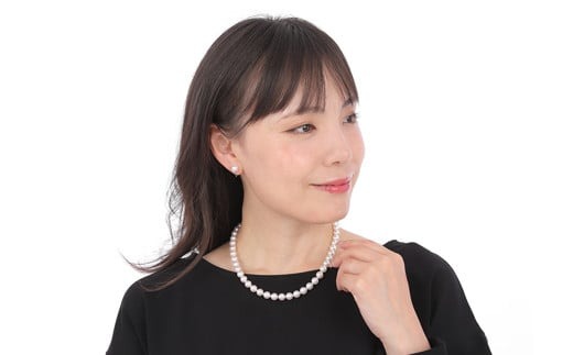真珠 ネックレス ピアス セット Pt900 パール 8ミリ ～ 8.5ミリ アクセサリー ジュエリー 三重県 伊勢志摩 志摩 あこや アコヤ貝 冠婚葬祭 結婚式 葬式 フォーマル / 老舗の真珠専門店・無調色花珠鑑別書付きアコヤ真珠 ネックレス・ピアスセット 8.0～8.5ミリ