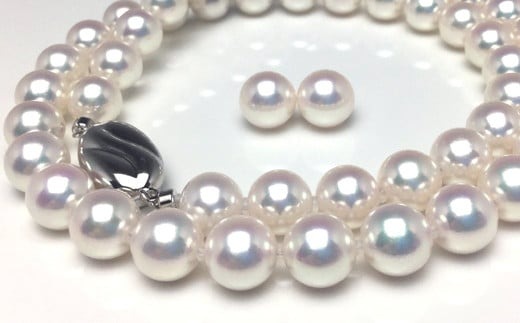 真珠 ネックレス ピアス セット シルバー パール 7.5ミリ ～ 8ミリ あこや アクセサリー ジュエリー 冠婚葬祭 結婚式 葬式 入学式 誕生日 プレゼント アコヤ真珠 / 老舗の真珠専門店・ 花珠 鑑別書付きアコヤ真珠 ネックレス・ピアスセット 7.5～8.0ミリ