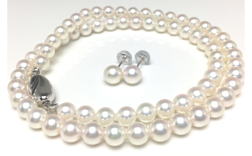 真珠 ネックレス ピアス セット パール 5.5ミリ ～ 6ミリ アクセサリー ジュエリー 三重県 伊勢志摩 志摩市 アコヤ貝 冠婚葬祭 結婚式 葬式 フォーマル / 老舗の真珠専門店・高品質アコヤ真珠ネックレス・ピアスセット 5.5～6.0ミリ