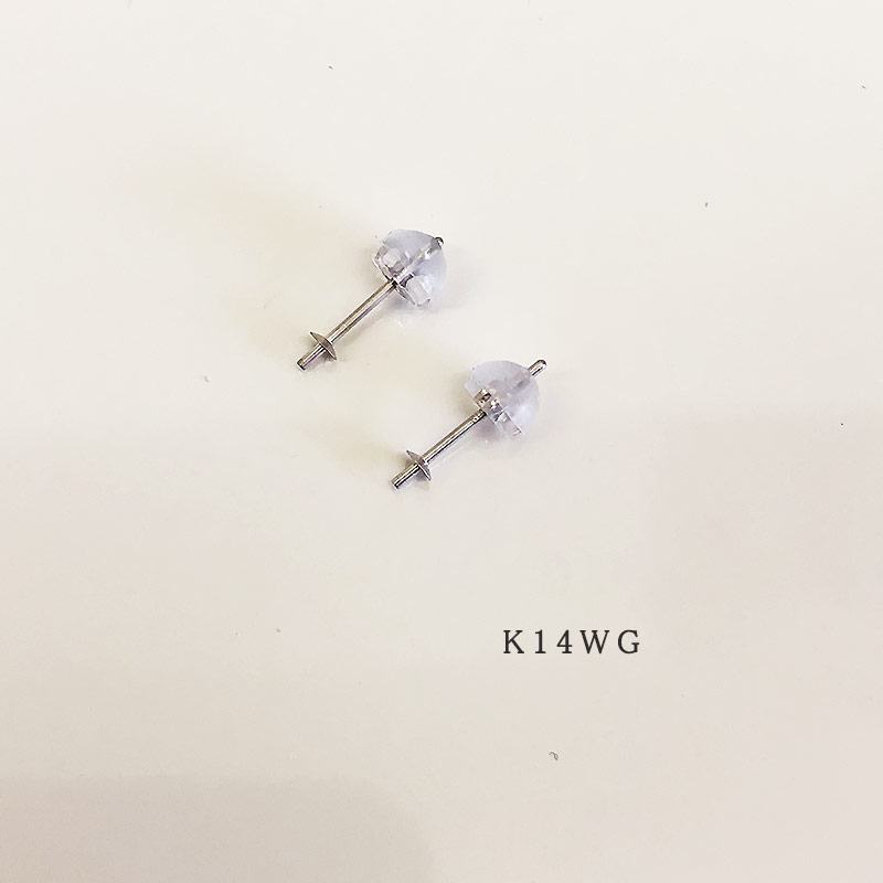 志摩産アコヤ真珠 8-8.5ミリ 3粒ラインピアス （K14WG） / あこや真珠