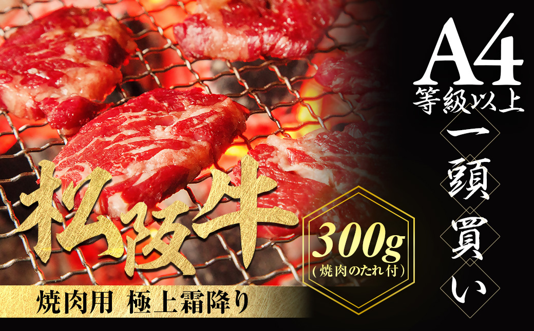 松阪牛 極上霜降り 焼肉用 300g 焼肉のたれ付 極上の柔らかさ 化粧箱入り 柔らかい 松坂牛 松阪肉 高級ブランド牛 イチボ ハネシタ ロース トモサンカク 三角 ミスジ カイノミ 焼き肉 自宅用 贈答品 ギフトA4 A5 特産松阪牛 お歳暮 お中元 牛肉 とろける 和牛 三重県 NTY-17