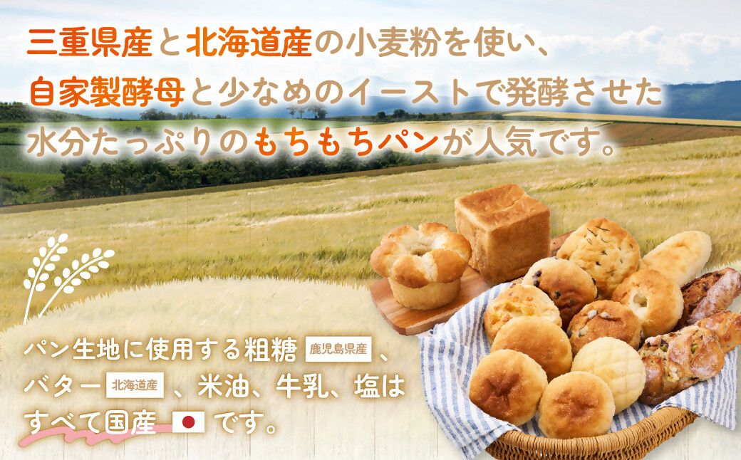 店主気まぐれ「パン」の詰め合わせセット 10種類以上 国産小麦 国産 自家製酵母 パン詰め合わせ 三重県 多気町 NT-01