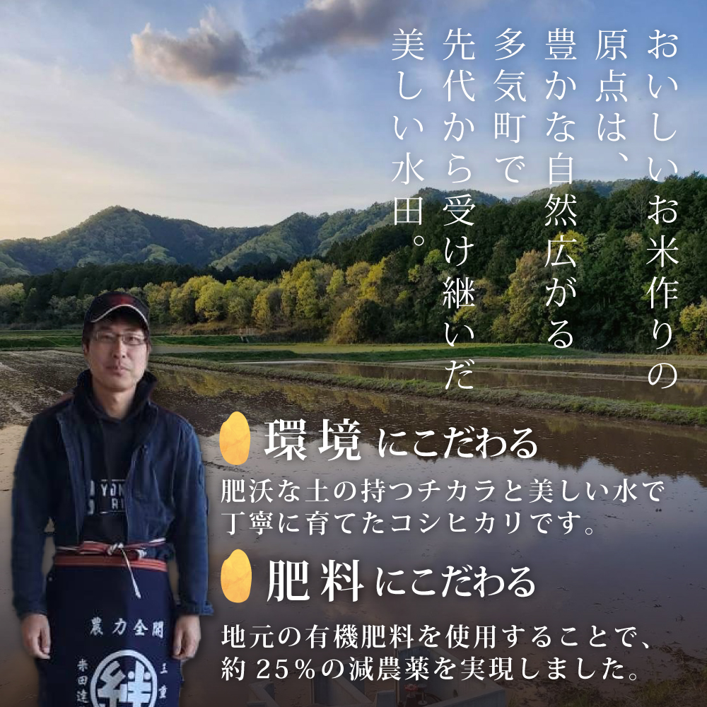 【令和8年産米】先行予約 食味85点を獲得！有機肥料で育てたコシヒカリ 10kg（5kg×2）減農薬 減農 こしひかり お米 米 こめ コメ 10キロ 5キロ 精米 令和7年度 先行 予約 三重県 多気町 YR-02-01