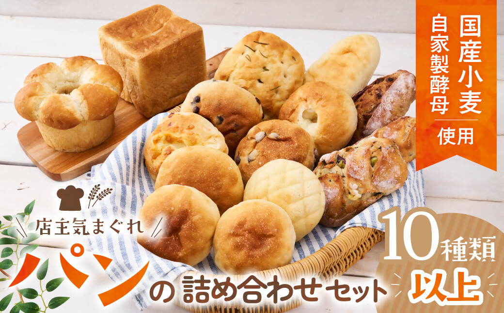 店主気まぐれ「パン」の詰め合わせセット 10種類以上 国産小麦 国産 自家製酵母 パン詰め合わせ 三重県 多気町 NT-01