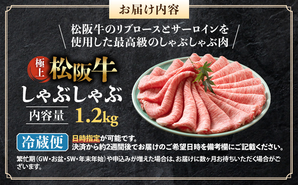 【冷蔵】松阪牛 極上しゃぶしゃぶ 肉1.2kg < 冷蔵 >年内配送可 ( 牛肉 ブランド牛 高級 和牛 国産牛 松阪牛 松坂牛 しゃぶしゃぶ 肩ロース 肩 霜ふり肉 霜降りしゃぶしゃぶ 松阪牛 とろける 牛肉 しゃぶしゃぶ肉 自宅用 ギフト 牛肉 肩ロース 肩 しゃぶしゃぶ 松阪牛すき焼き 松阪牛 三重県 多気町)UOD-16-01