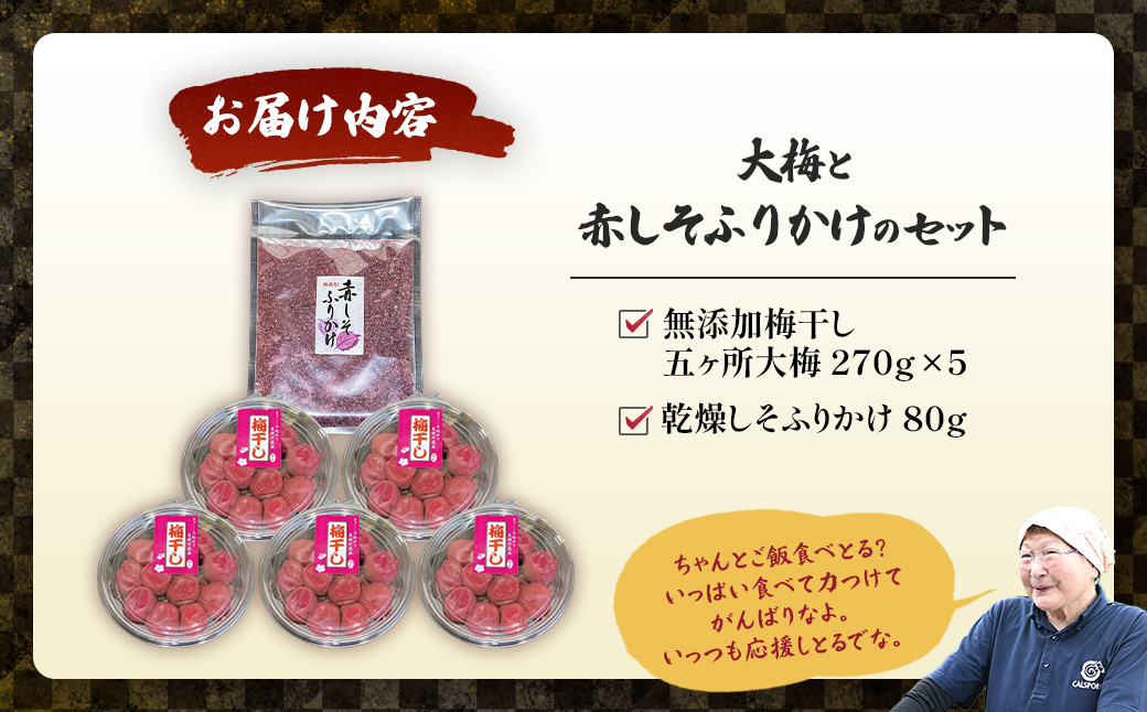40年作り続けてきた無添加梅干し（大梅）と赤しそふりかけのセット 梅 梅干 うめぼし しょっぱい すっぱい 紫蘇 シソ しそ お弁当 ご飯のお供 三重県 多気町 TH-03