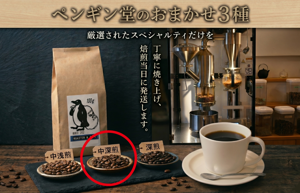 当日焙煎！ スペシャルティコーヒー 中深煎り 3種 セット 100g×3袋【豆】 珈琲 焙煎 自家焙煎 COFFEE おすすめ 香り キャンプ pg7 