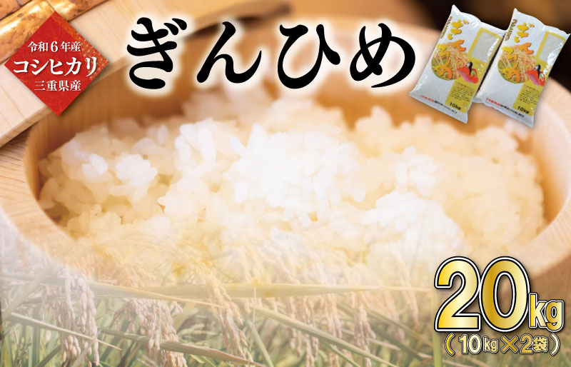 三重県産 コシヒカリ ぎんひめ 精米 10kg×2袋 （ 合計 20kg ) ふるさと納税 ふるさと 米 コメ こめ おこめ ギフト プレゼント 贈答 贈り物 御祝い お祝い返礼品 人気 お取り寄せ 三重米 お米 新米 白米 ブランド米 ふるさと納税 ふ