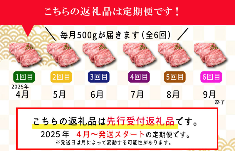 【定期便全6回】 松阪牛 しゃぶしゃぶ （特選ロース） 500g 【受付時期・発送時期限定】 SS18