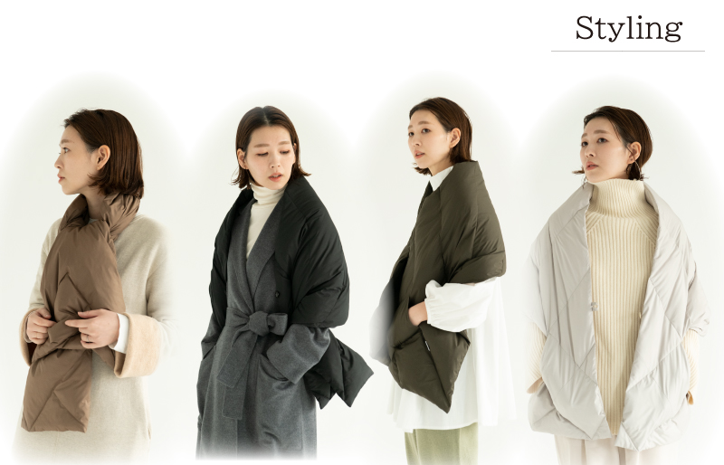 【河田フェザー】 KWD ダウン ショール　DOWN SHAWL ケーダブルディー ダウンショール ポーランド ホワイトグース 90％ 全4色 フェザー マフラー ひざ掛け あったかい 保温 高級 ユニセックス キルトパターン おしゃれ 軽い 日本製