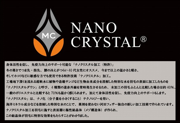 【河田フェザー使用】ナノクリスタル羽毛掛けふとんダブルロング（NC-01）