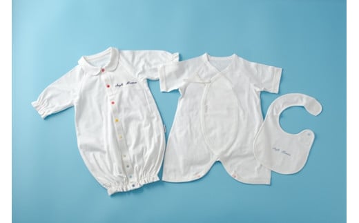オーガニックコットン 使用 新生児用 ３点セット／ ベビー服 ソフトママ カスタマイズ可能 コンビ肌着 ２WAYオール スタイ 各1枚 セット 100％ オーガニック 生地 ベビー 赤ちゃん ギフト 贈答 出産 お祝い 三重県 大台町 (00101)