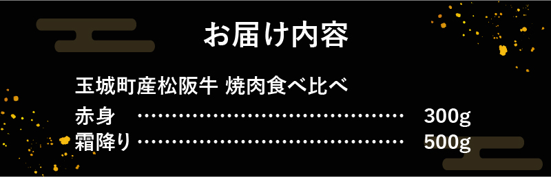 玉城町産 松阪牛焼肉食べ比べ(霜降り・赤身)800g