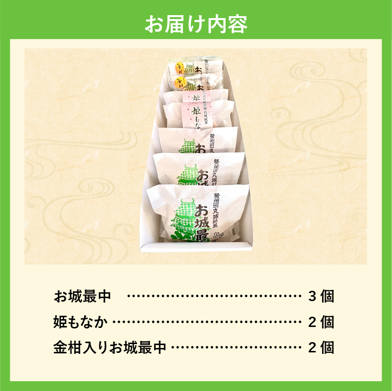 最中ざんまい7個入り(お城最中3個・姫最中2個・金柑入りお城最中2個）