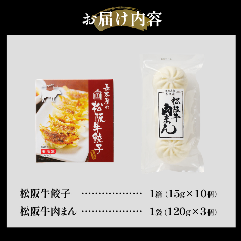 松阪牛餃子(15g×10個)と松阪牛肉まん(120g×3個)のセット