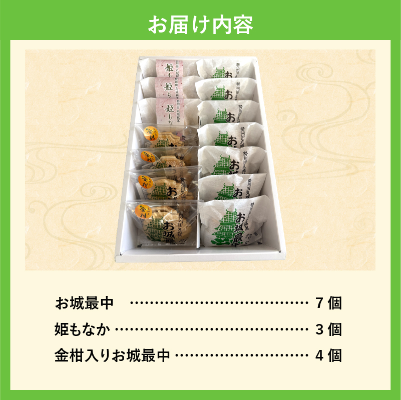 最中ざんまい14個入り(お城最中7個・姫最中3個・金柑入りお城最中4個）
