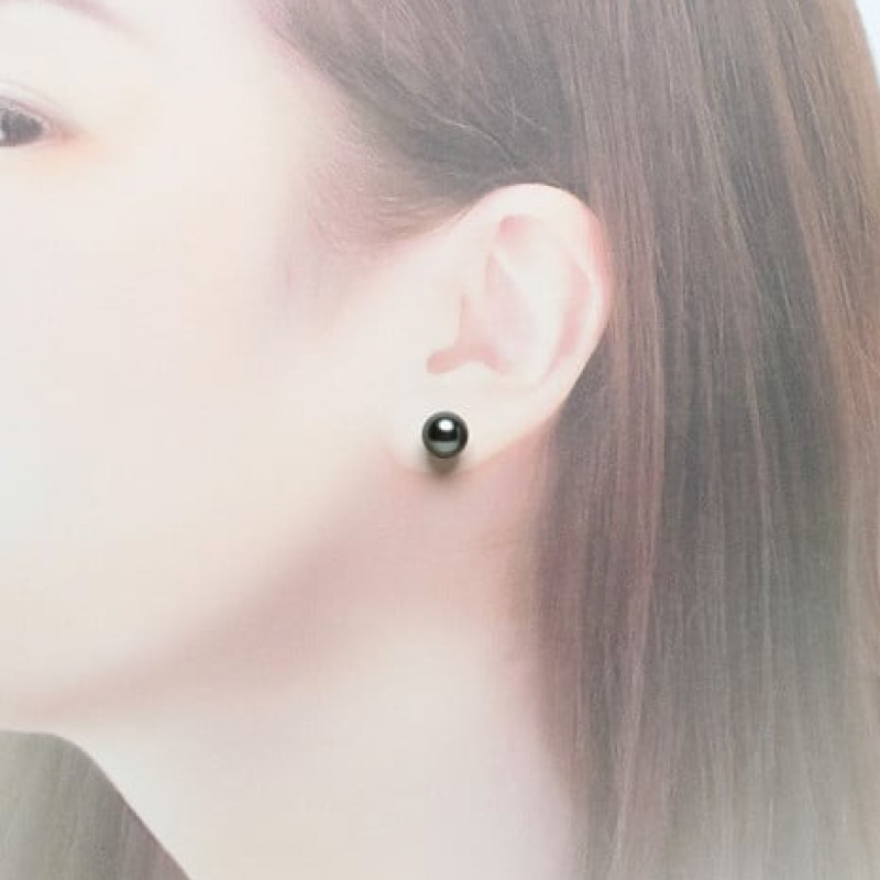 真珠 ピアス 9.0mm K14 WG 大粒 黒蝶真珠 アクセサリー ファッション