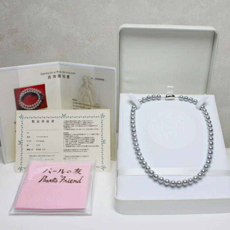 真珠 ネックレス 7.5-8.0mm グレーブルー アコヤ真珠 アクセサリー ファッション ジュエリー akoya パール フォーマル カジュアル プレゼント ギフト 贈り物 贈答品 お祝い 誕生日 記念日 冠婚葬祭 慶事 弔事 結婚式 卒業式 入学式 国産 三重県 伊勢 志摩 南伊勢町 / パールハヤシ 7.5-8ミリ アコヤ真珠 グレーブルーネックレス